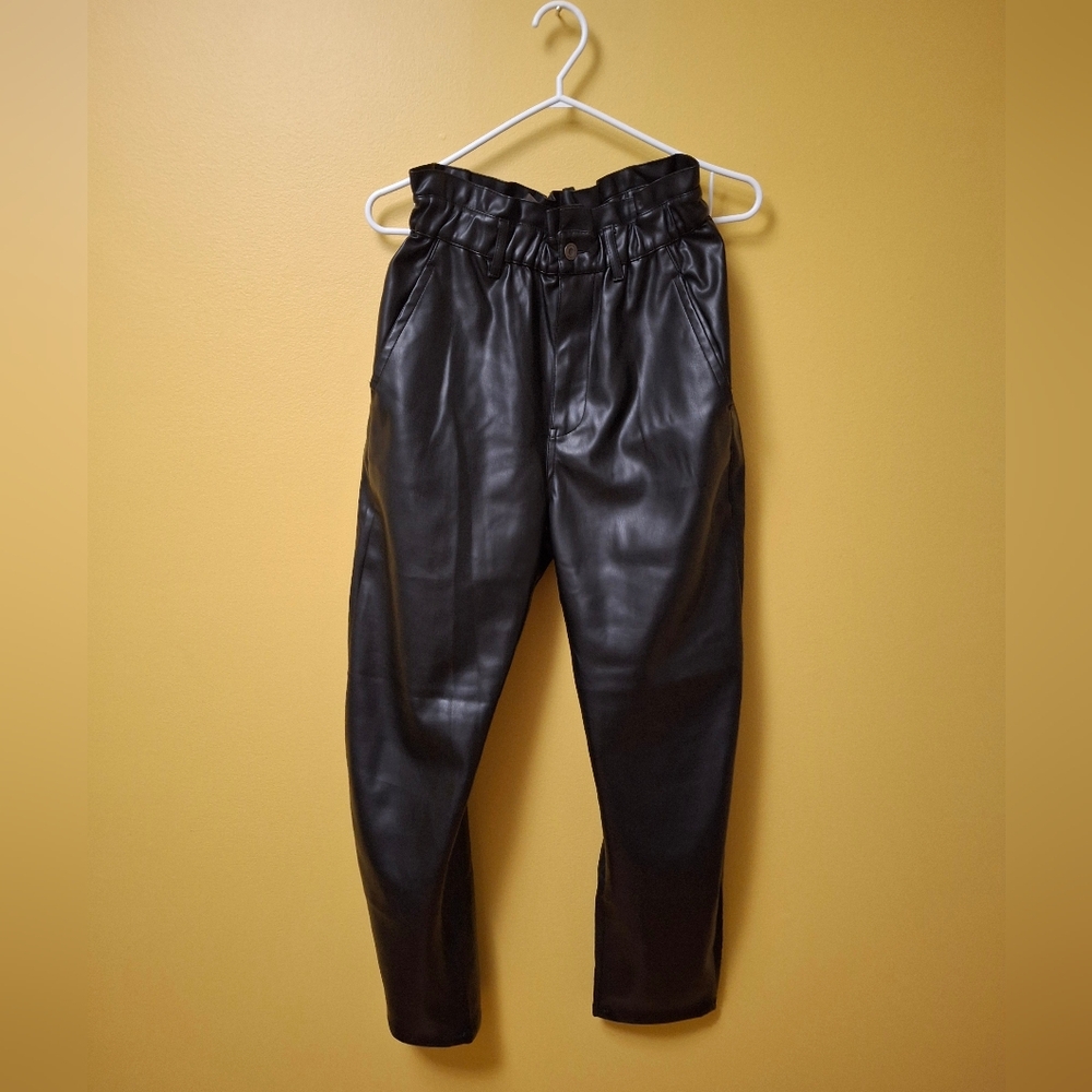 Zara Black Faux Leather Joggers